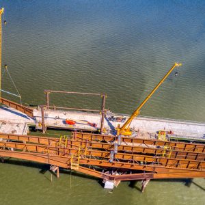 First stages of the steel span of the Third Crossing Bridge. Image courtesy @aerosnapper