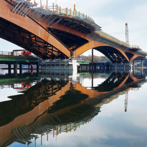 Third Crossing Bridge reflected in the Cataraqui River. Image courtesy @aerosnapper