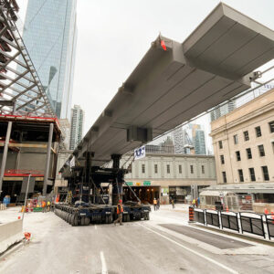 CIBC Square - North Bay Pedestrian Bridge final install at location